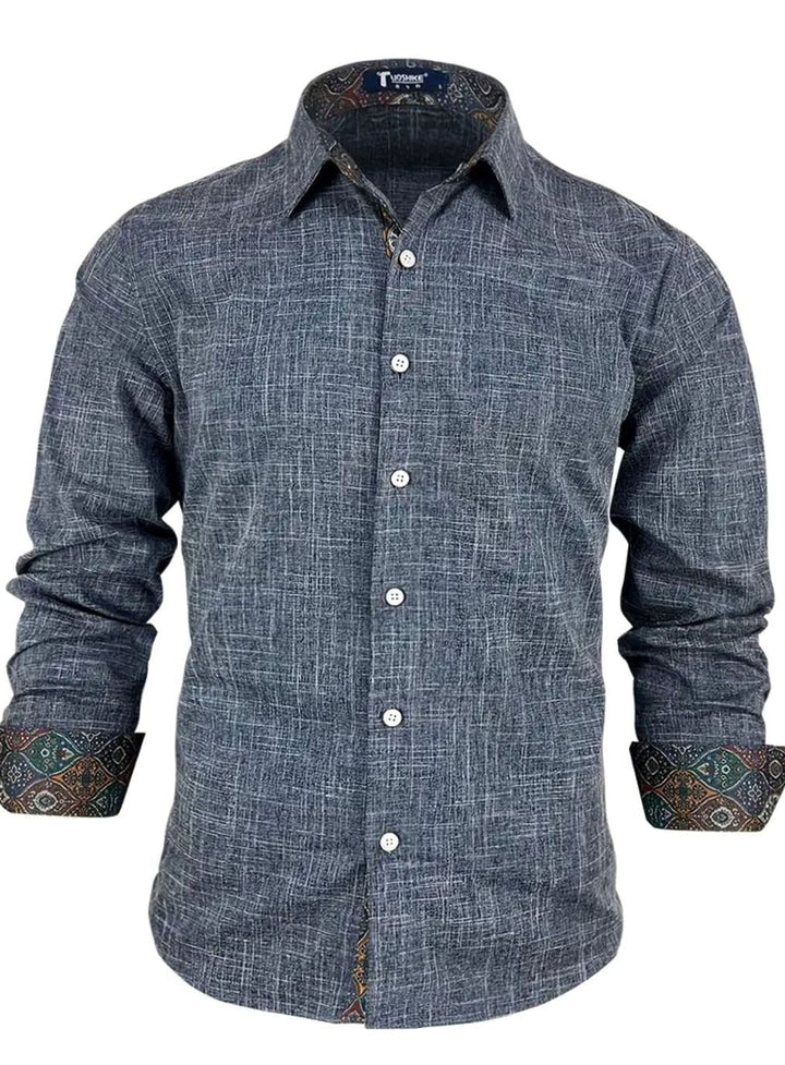 Men's Tailored Slim-Fit Contrast-Cuff Button-Up Shirt