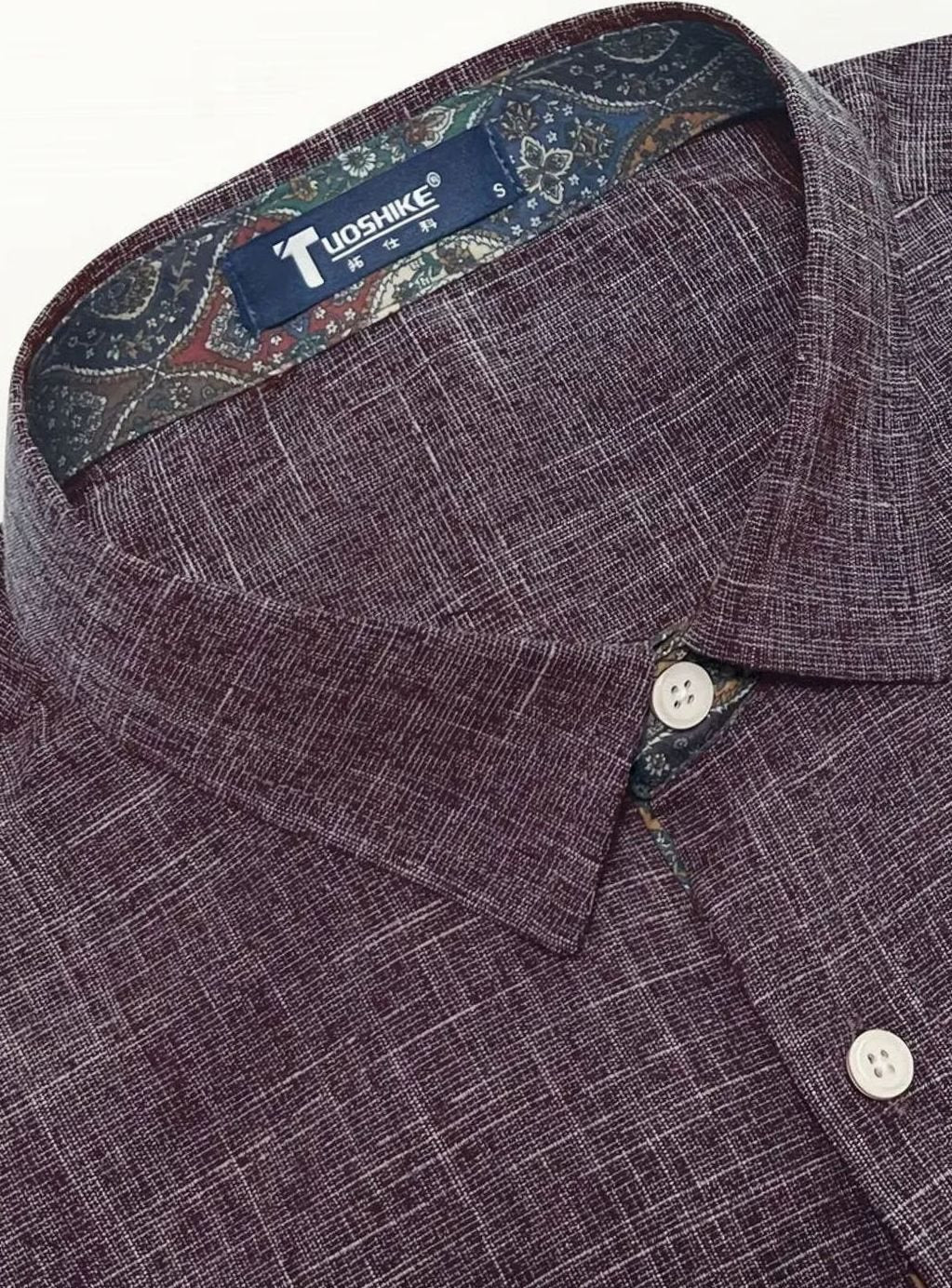 Men's Tailored Slim-Fit Contrast-Cuff Button-Up Shirt