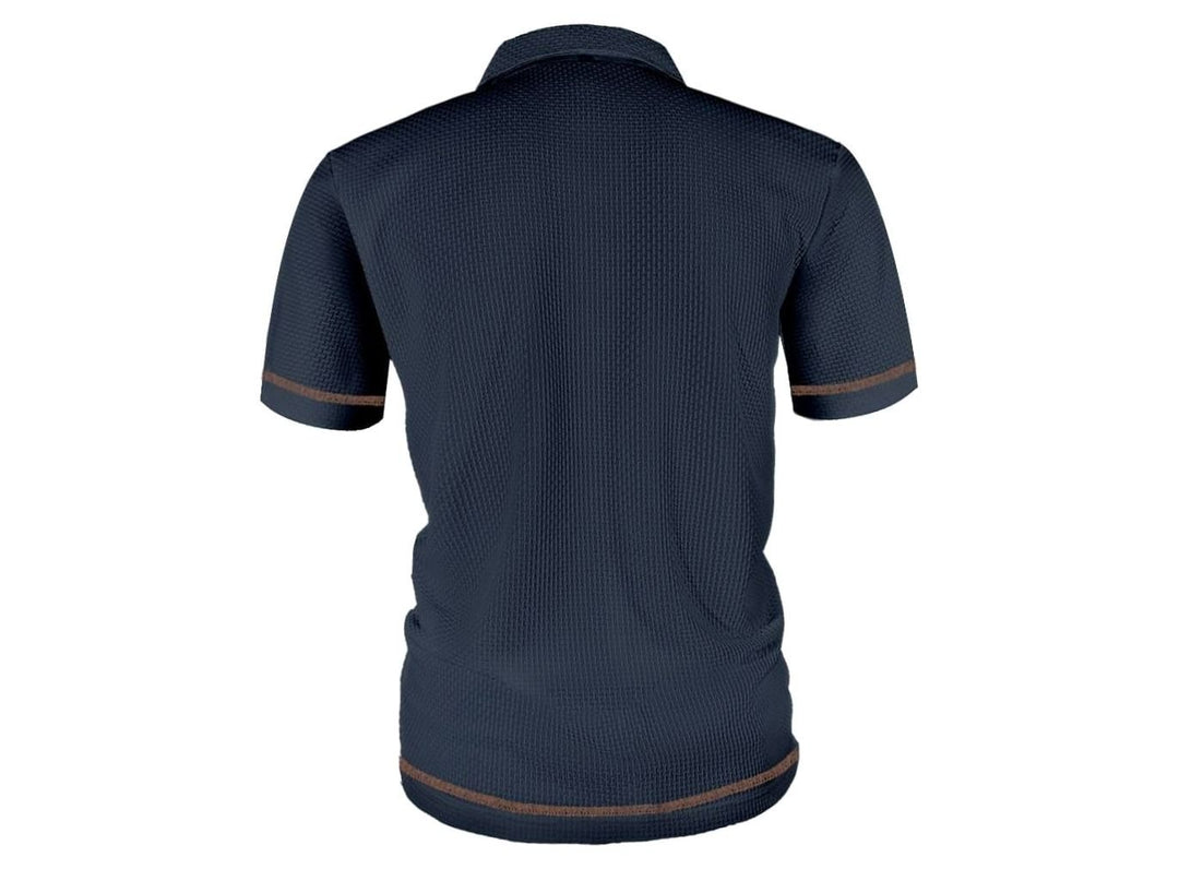 Men's Textured Button-Placket Smart Polo Shirt