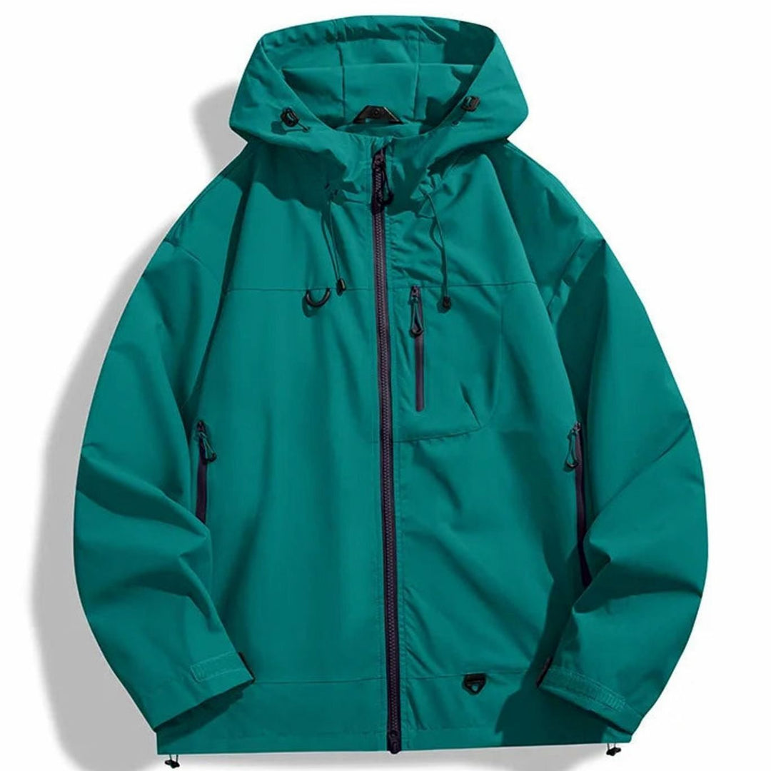 Men's Water-Resistant Hooded Outdoor Shell Jacket - Jade