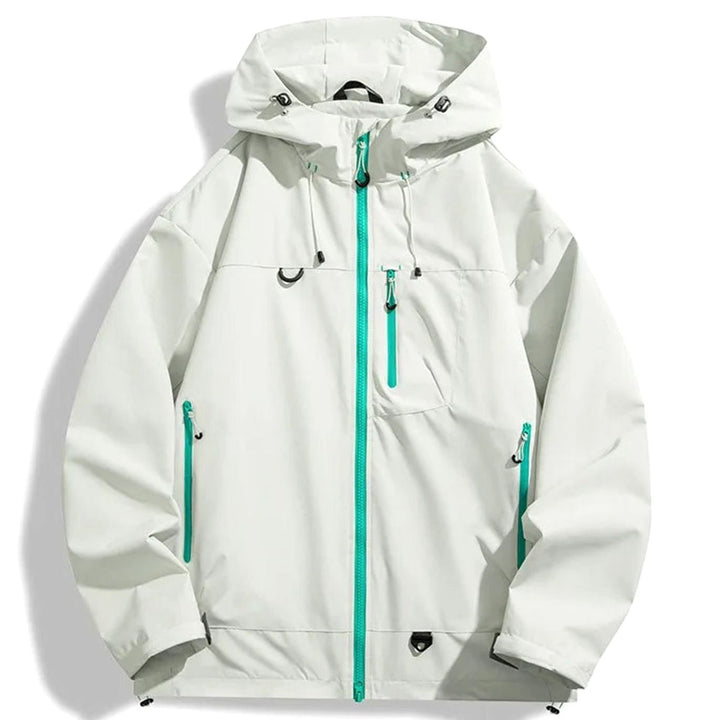 Men's Water-Resistant Hooded Outdoor Shell Jacket - White