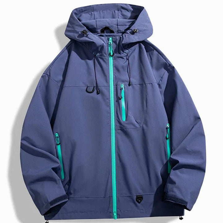 Men's Water-Resistant Hooded Outdoor Shell Jacket - Purple