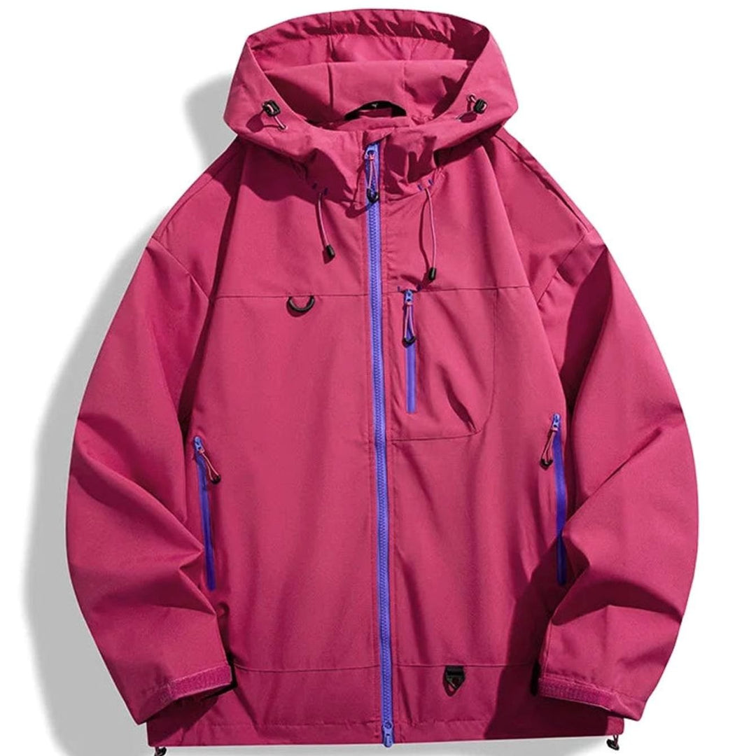 Men's Water-Resistant Hooded Outdoor Shell Jacket - Pink