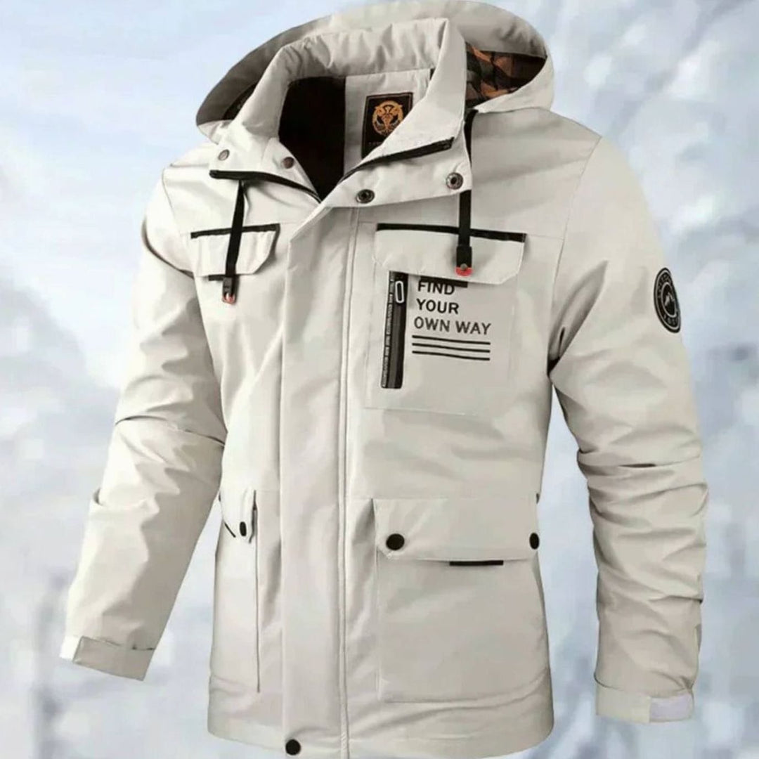 Men's Waterproof Windproof Hooded Outdoor Winter Jacket - White