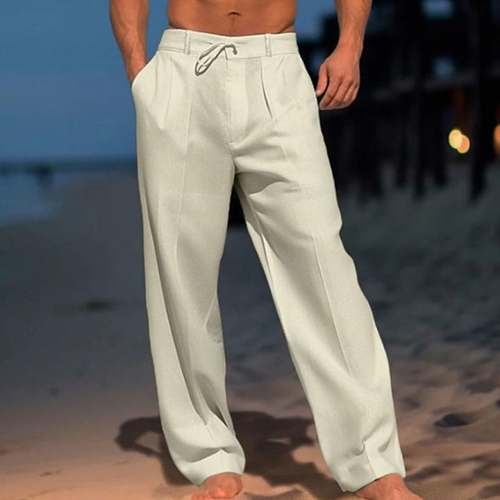 Men's Wide Leg Drawstring Relaxed-Fit Trousers - Khaki