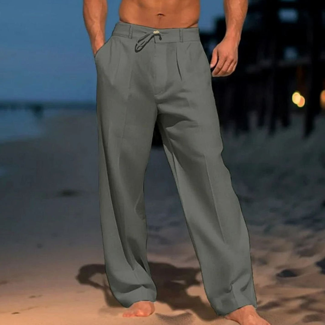 Men's Wide Leg Drawstring Relaxed-Fit Trousers - Grey