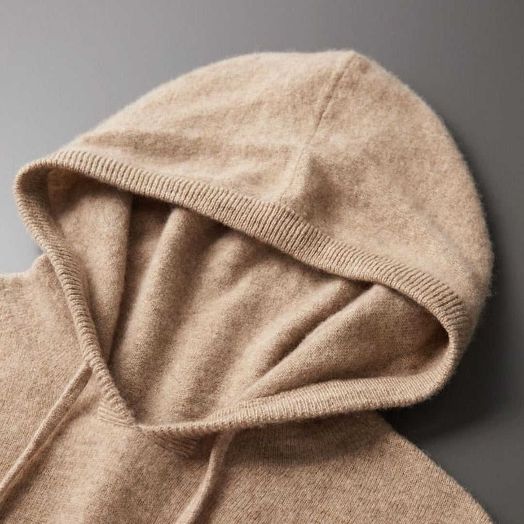 Men's Wool Drawstring Hooded Pullover Jumper