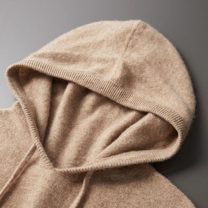 Men's Wool Drawstring Hooded Pullover Jumper