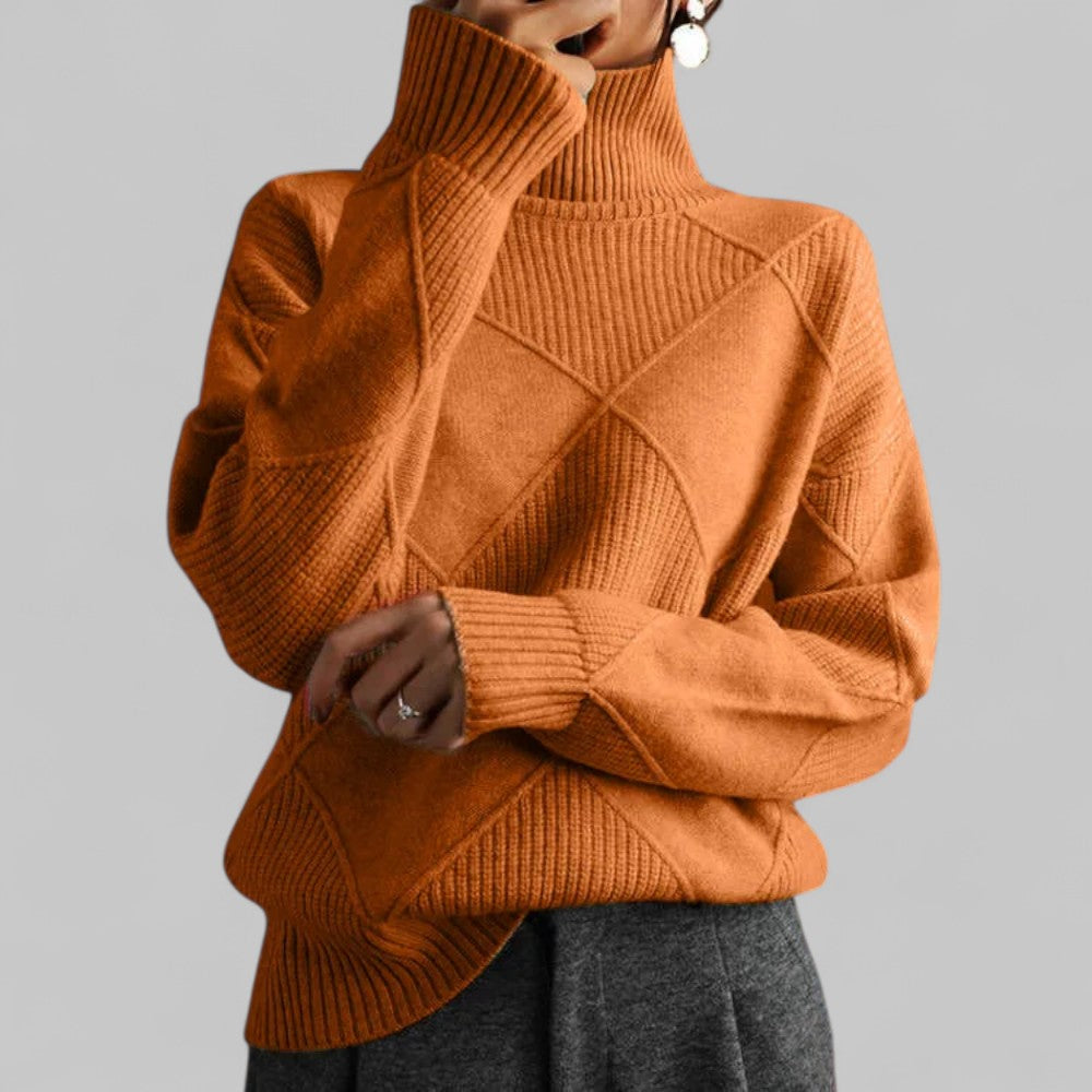 Rebecca | Women’s Winter Oversized Patterned Turtlenecks Sweater