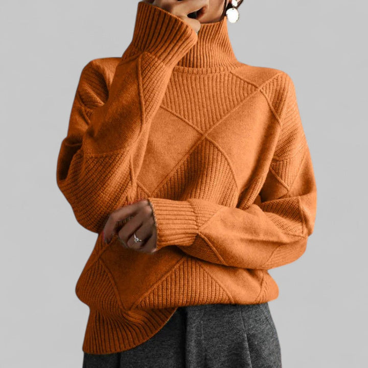 Rebecca | Women’s Winter Oversized Patterned Turtlenecks Sweater