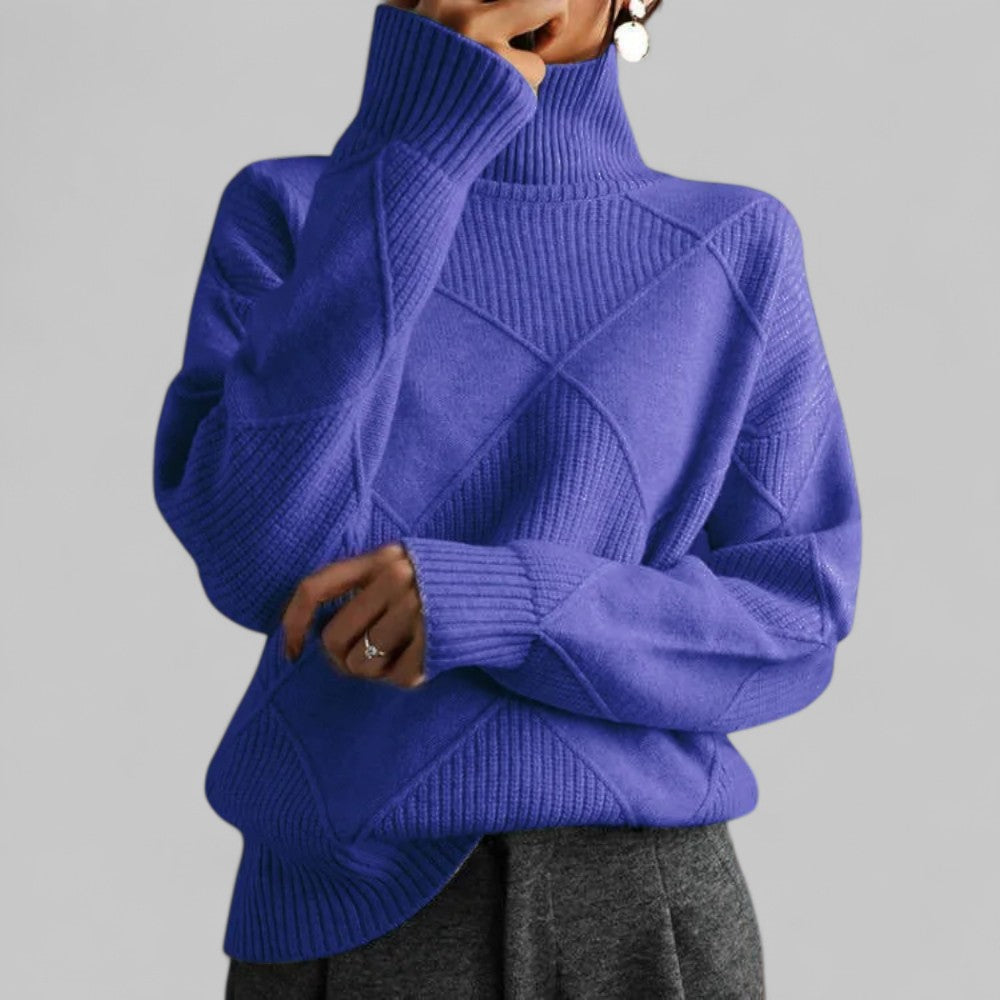 Rebecca | Women’s Winter Oversized Patterned Turtlenecks Sweater