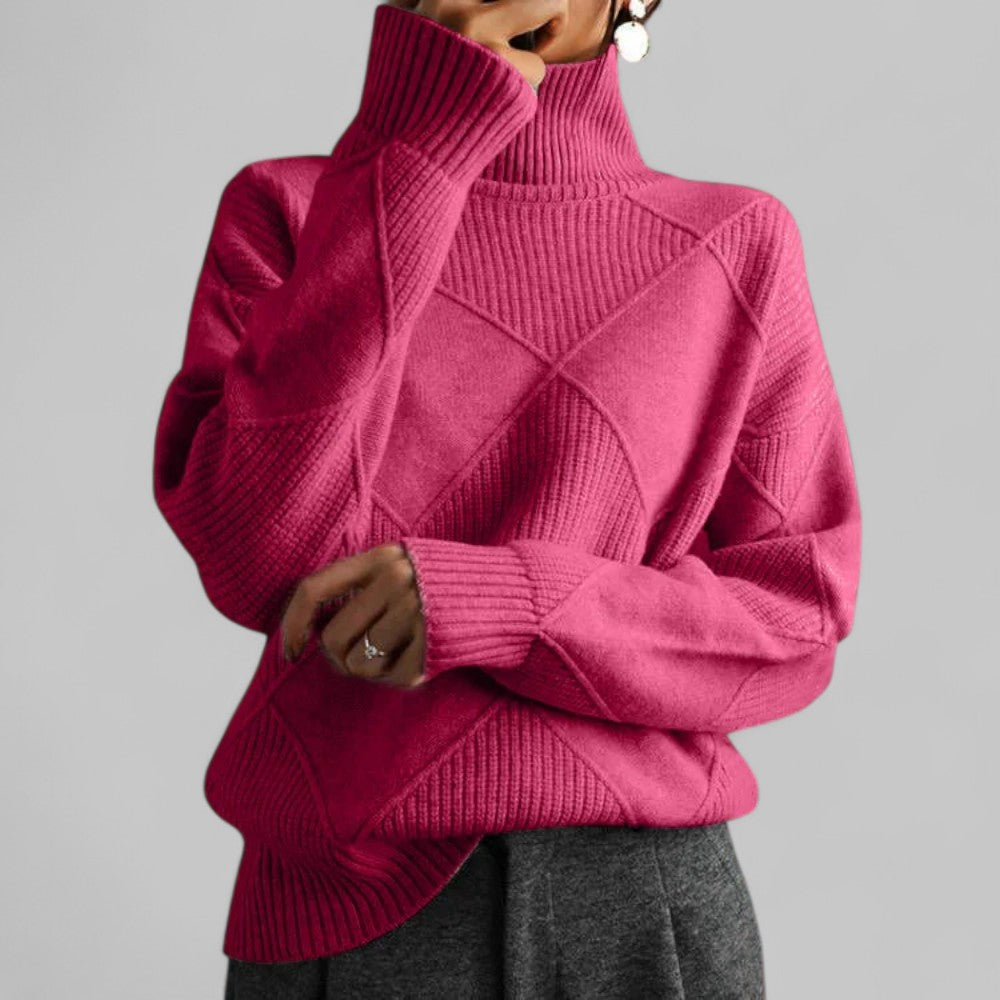 Rebecca | Women’s Winter Oversized Patterned Turtlenecks Sweater