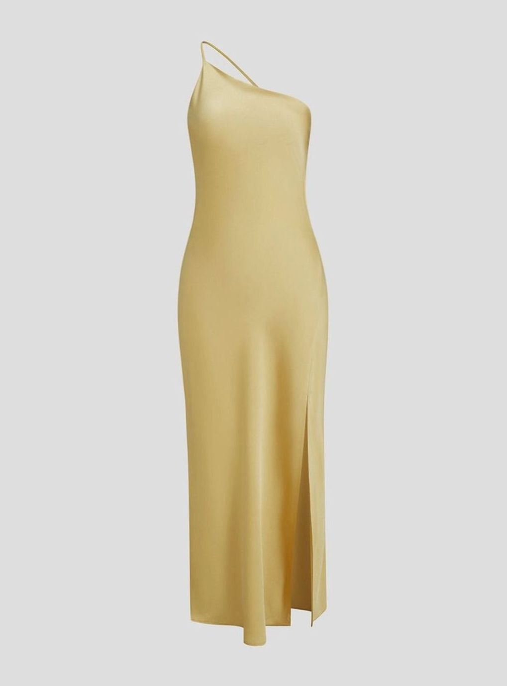 Women's Backless Satin Slip Midi Dress Open Back Side Slit