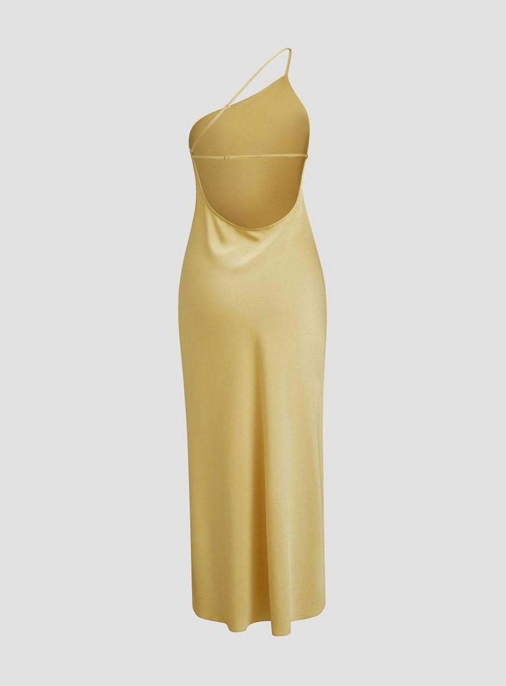 Women's Backless Satin Slip Midi Dress Open Back Side Slit