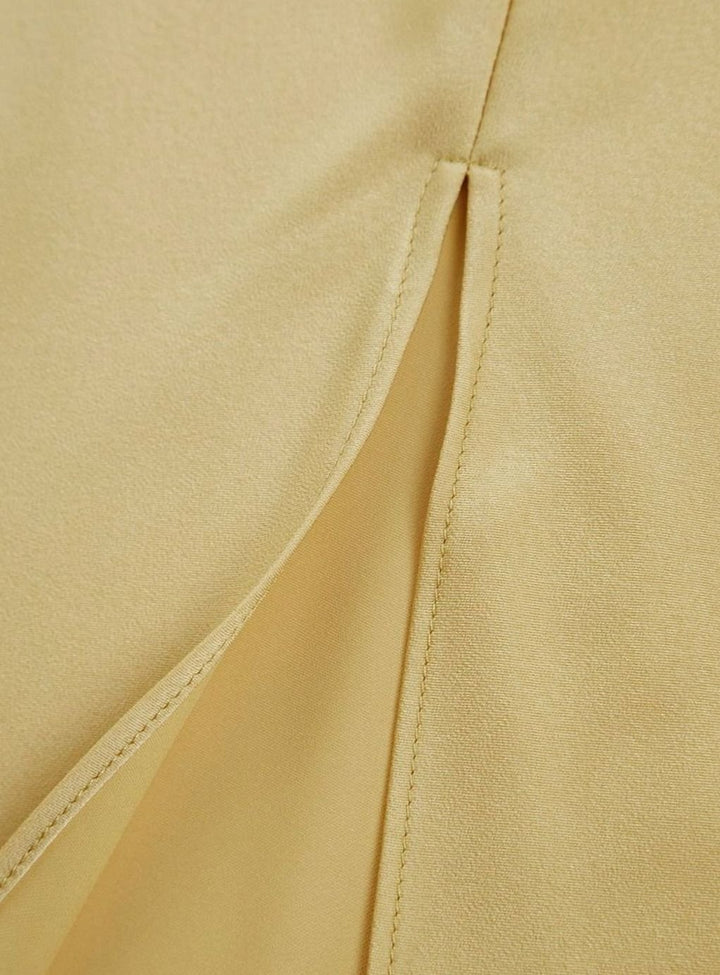 Women's Backless Satin Slip Midi Dress Open Back Side Slit