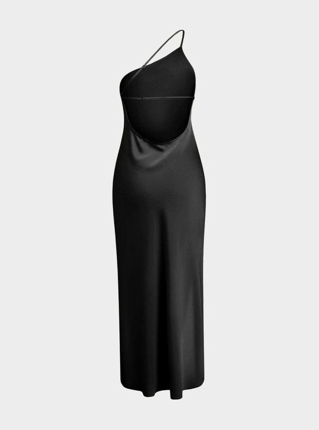 Women's Backless Satin Slip Midi Dress Open Back Side Slit