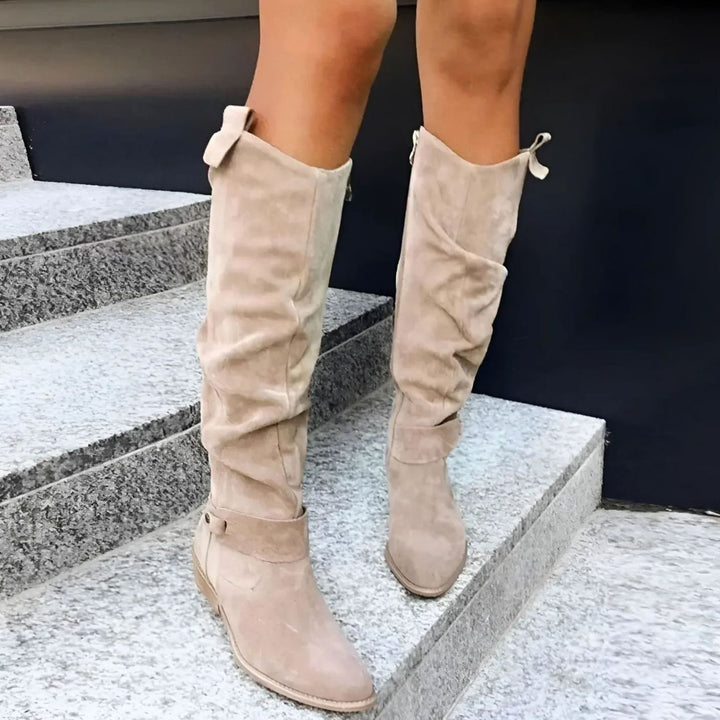 Women's Black Suede Over-the-Knee Flat Elegant High Boots