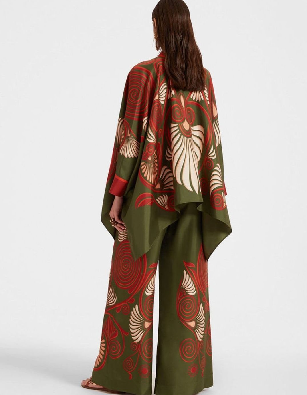 Women's Boho Kimono-Sleeve Top Wide-Leg Trouser Two-Piece Set