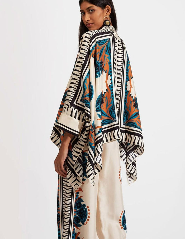 Women's Boho Kimono-Sleeve Top Wide-Leg Trouser Two-Piece Set