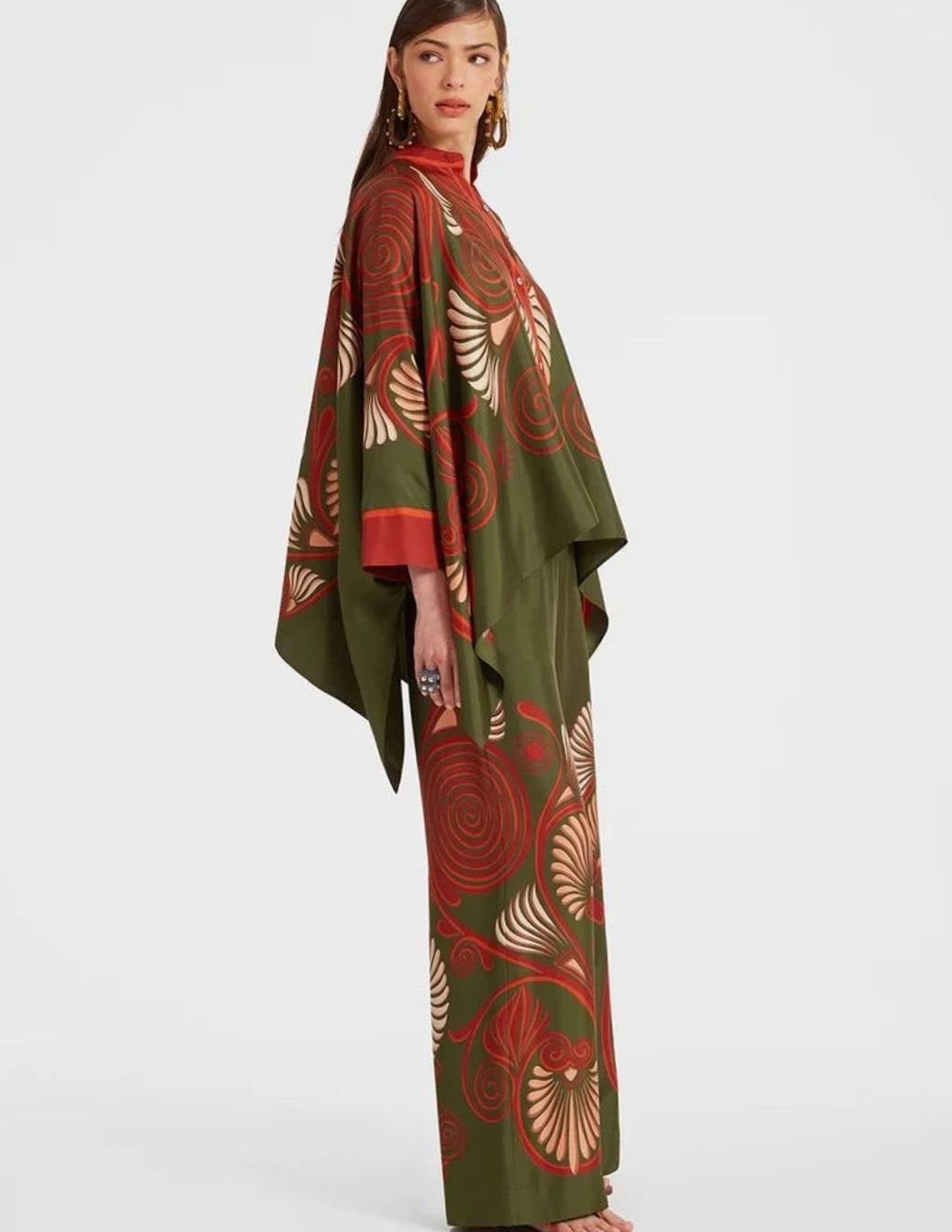 Women's Boho Kimono-Sleeve Top Wide-Leg Trouser Two-Piece Set