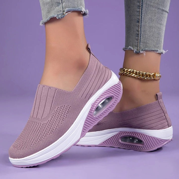 Women's Breathable Knit Slip-On Air-Cushion Trainers - Purple