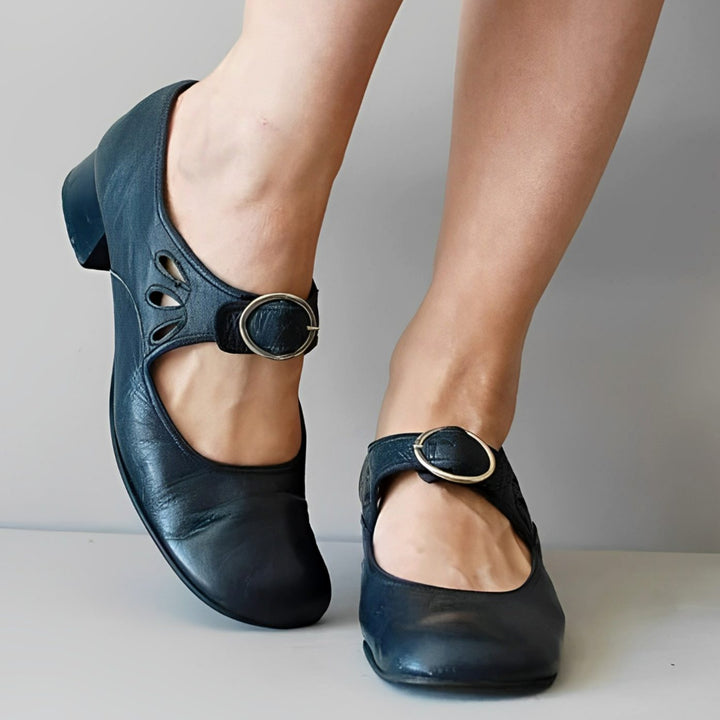 Women's Buckle Strap Flat Mary Jane Shoes - Blue