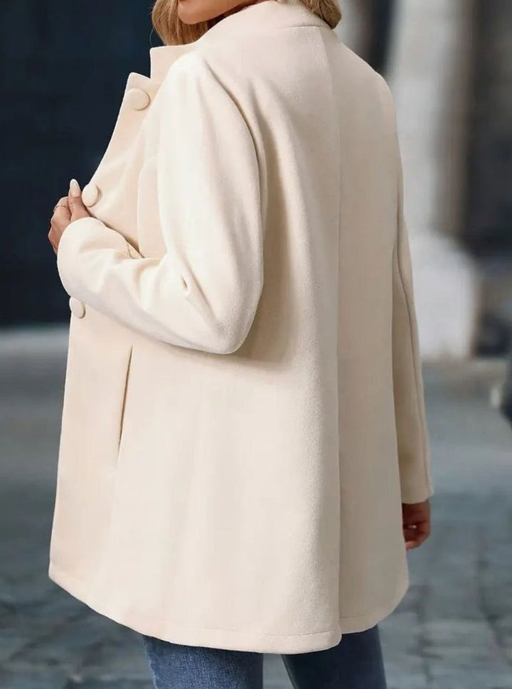 Women's Camel Collarless Button-Front Tailored Blazer Coat