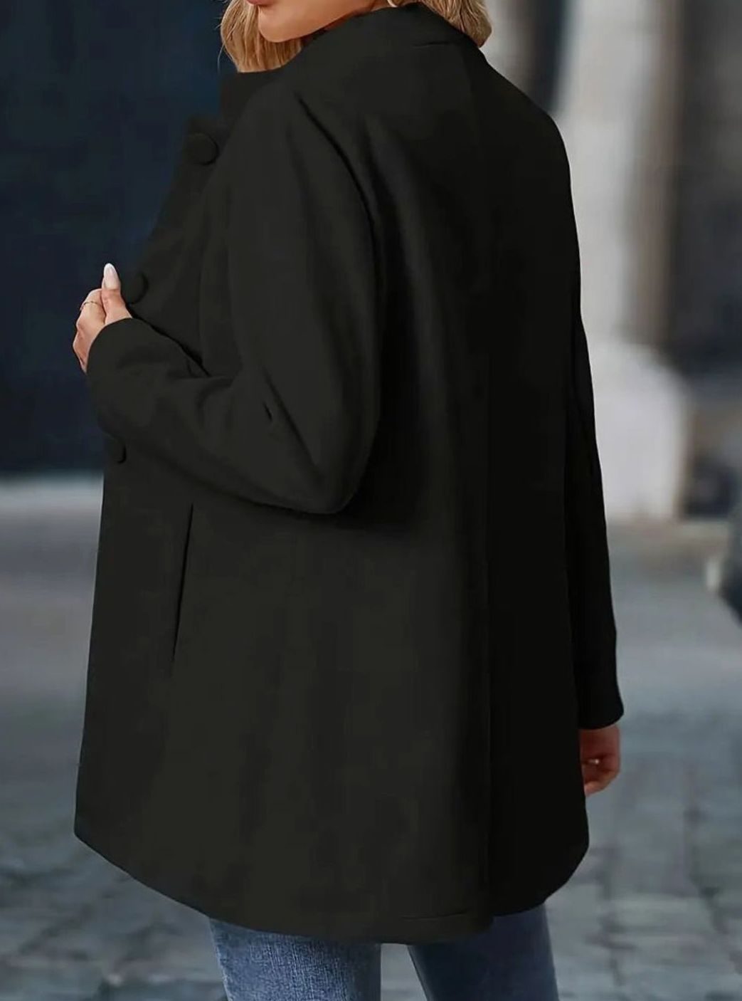Women's Camel Collarless Button-Front Tailored Blazer Coat