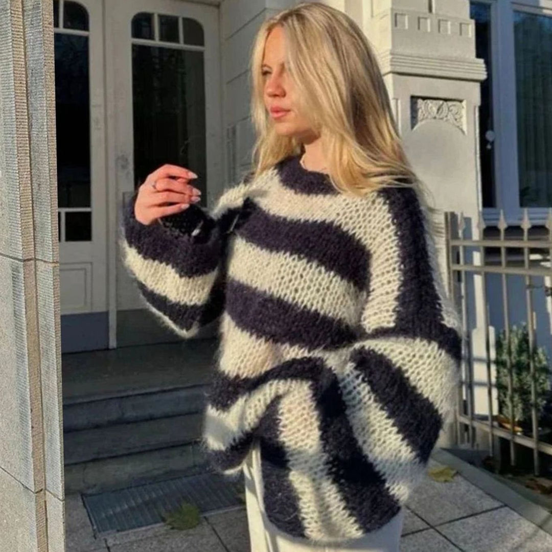 Women's Chunky Striped Loose-Fit Oversized Knitted Jumper