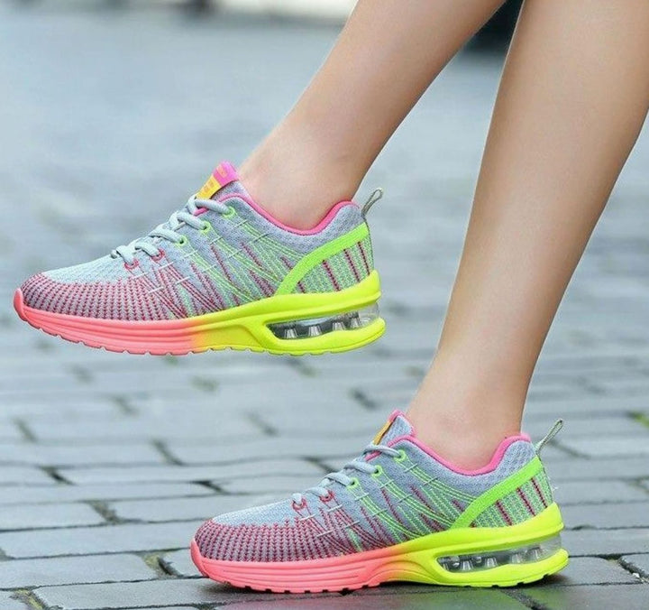 Women's Colourblock Air-Cushion Lace-Up Knit Trainers