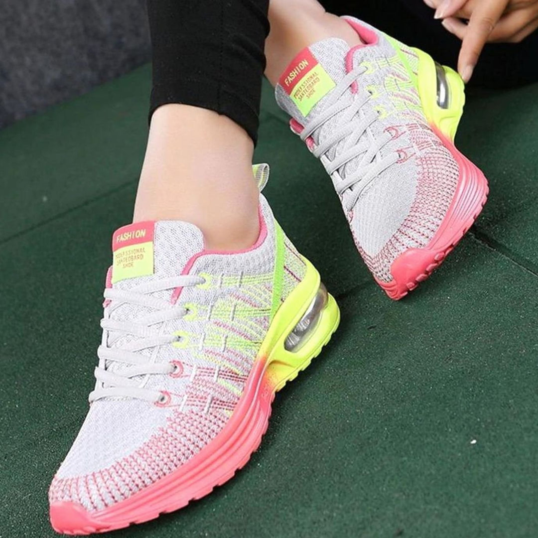 Women's Colourblock Air-Cushion Lace-Up Knit Trainers