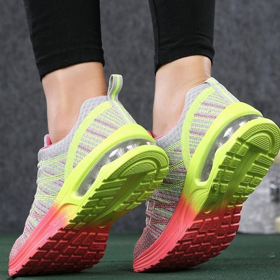 Women's Colourblock Air-Cushion Lace-Up Knit Trainers