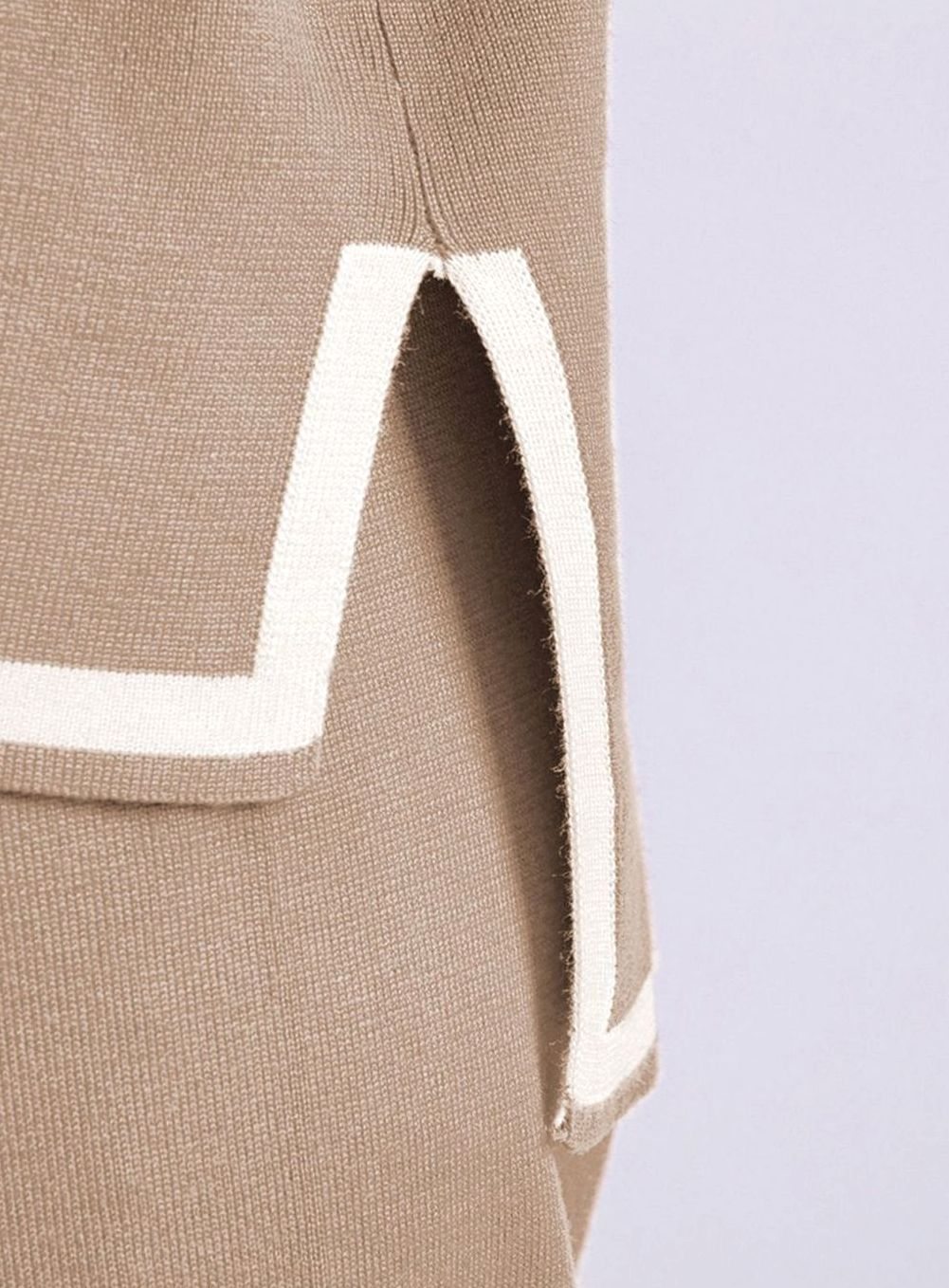 Women's Contrast Trim Side-Split Knit Loungewear Two-Piece Set