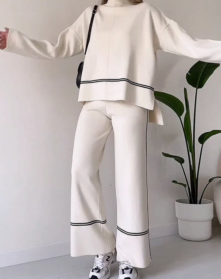 Women's Contrast-Trim Wide-Leg Blazer Trouser Co-ord Set