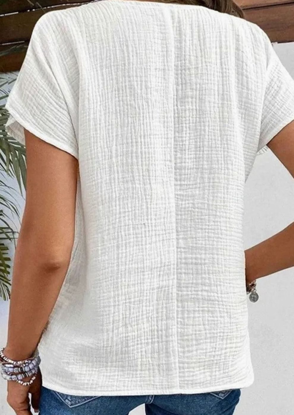 Women's Cotton Blend Sailor-Collar Button-Front Cropped Blouse
