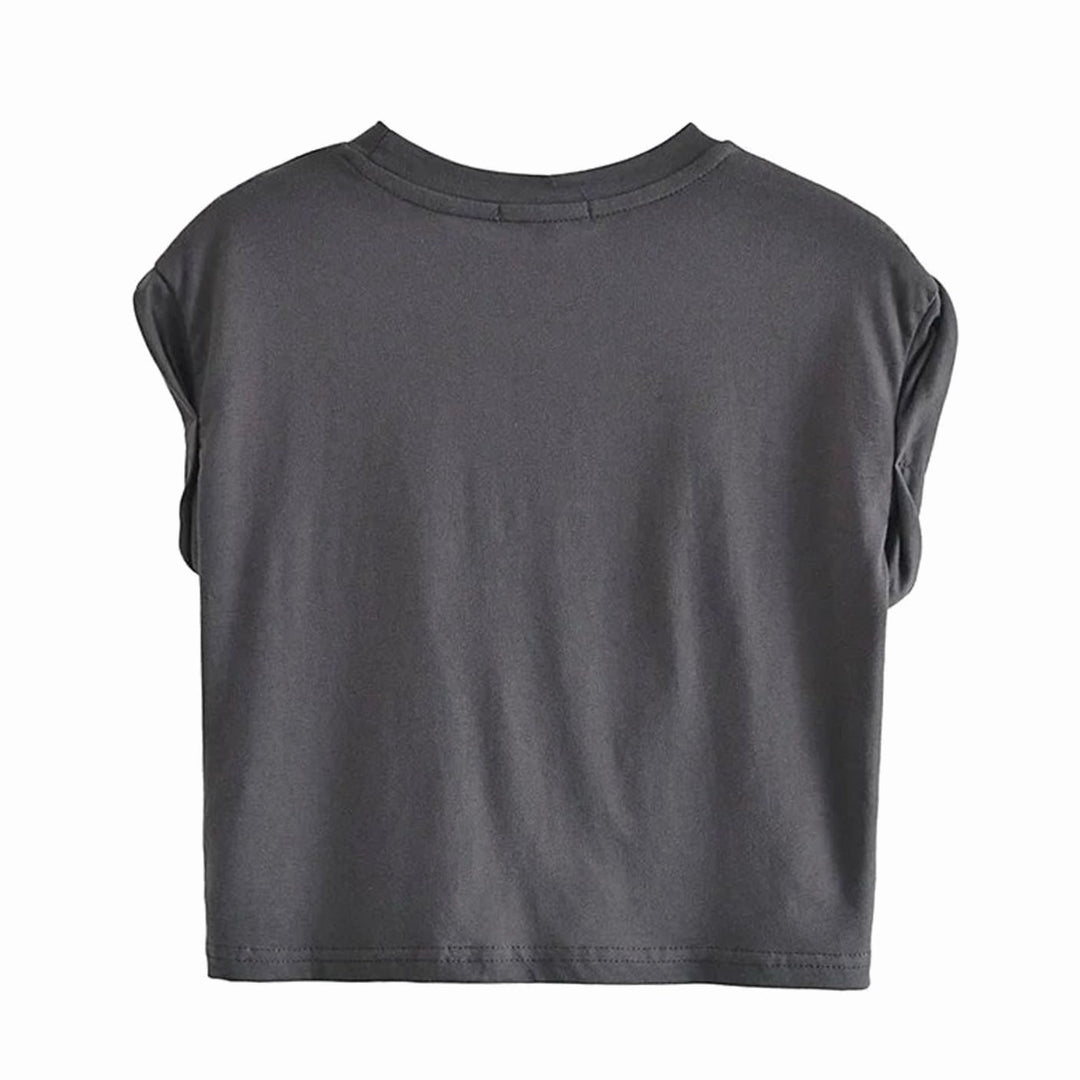 Women's Cotton Cropped Cap-Sleeve T-Shirt