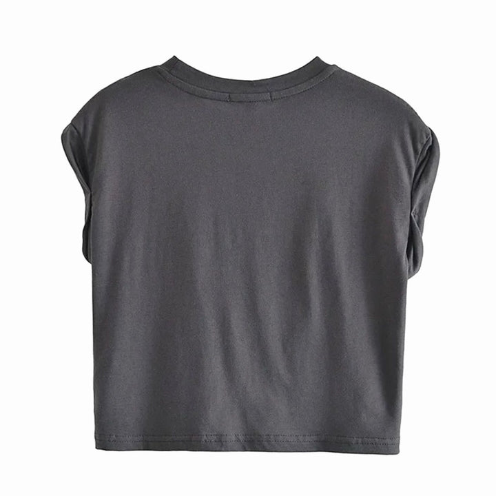 Women's Cotton Cropped Cap-Sleeve T-Shirt