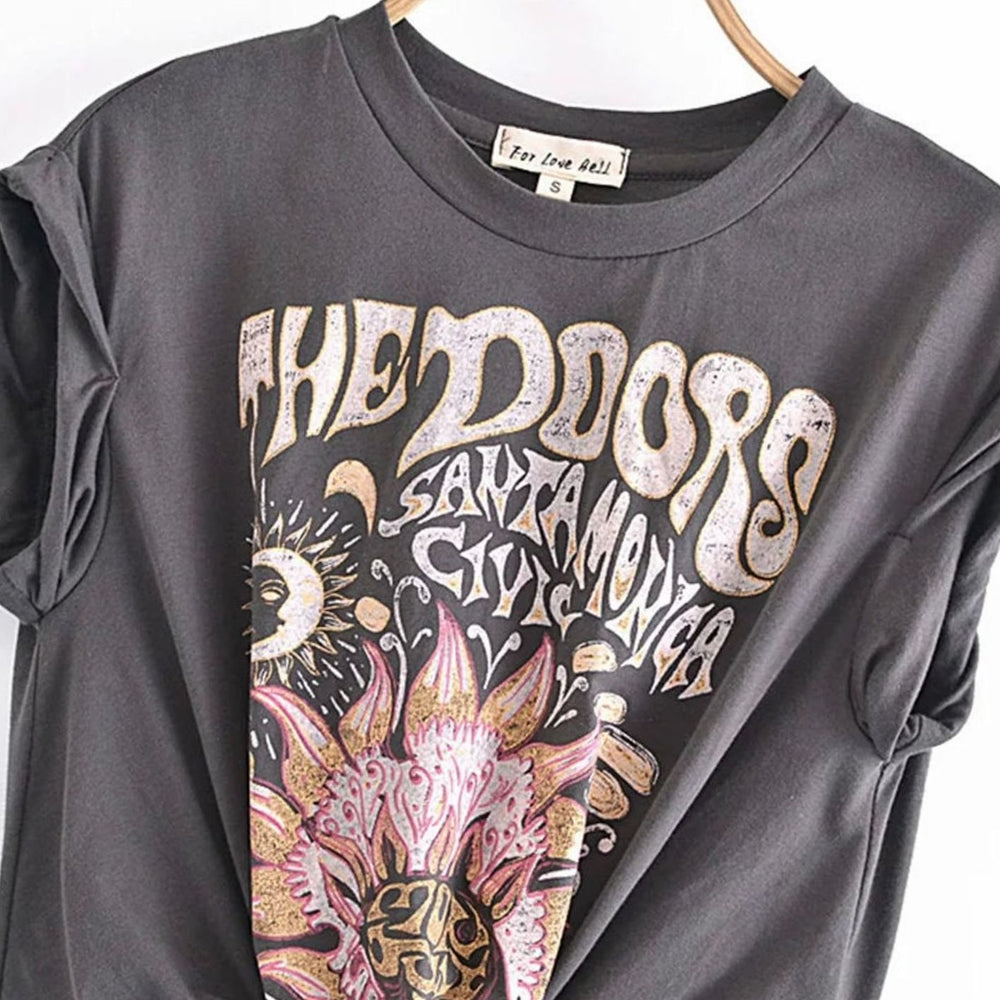 Women's Cotton Cropped Cap-Sleeve T-Shirt
