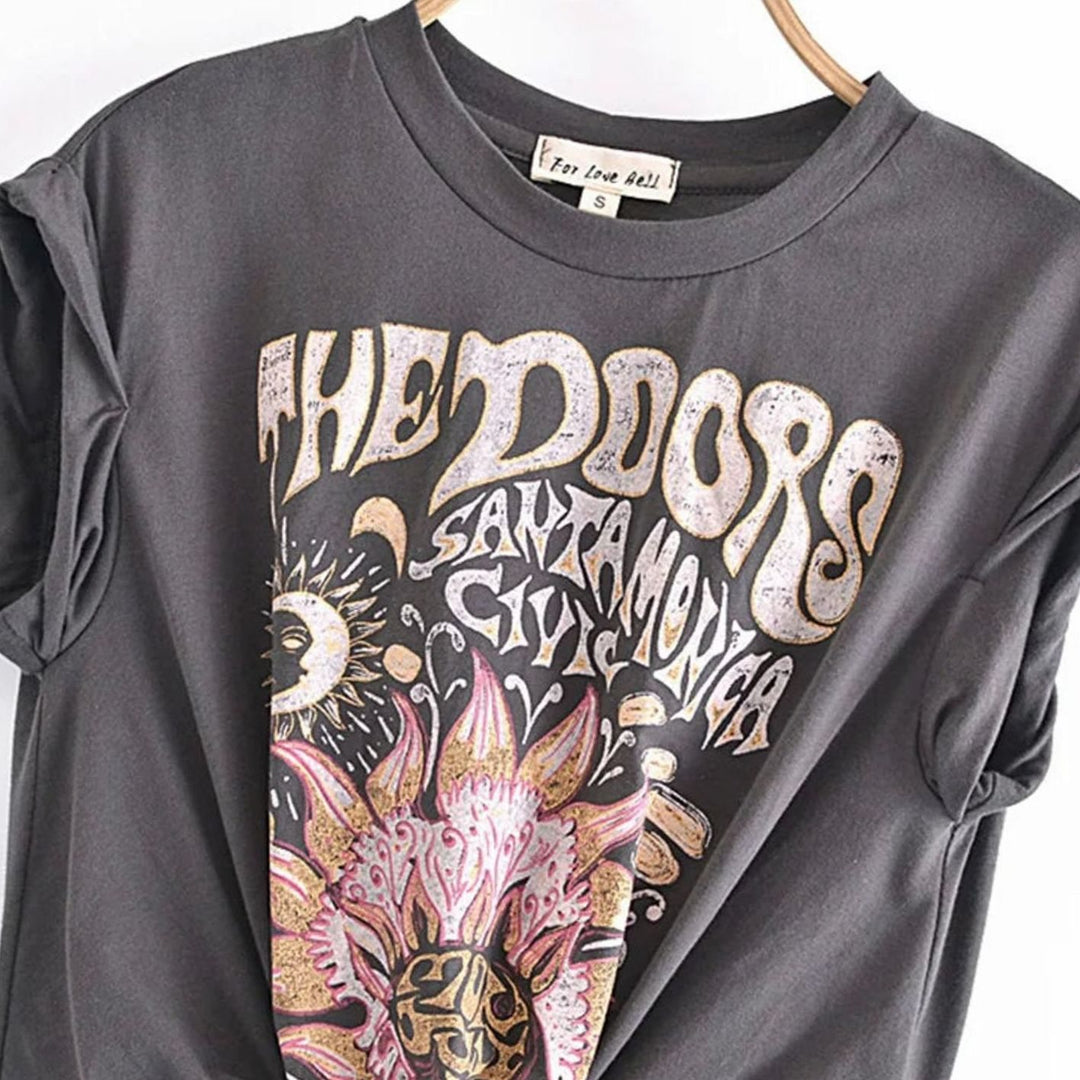 Women's Cotton Cropped Cap-Sleeve T-Shirt