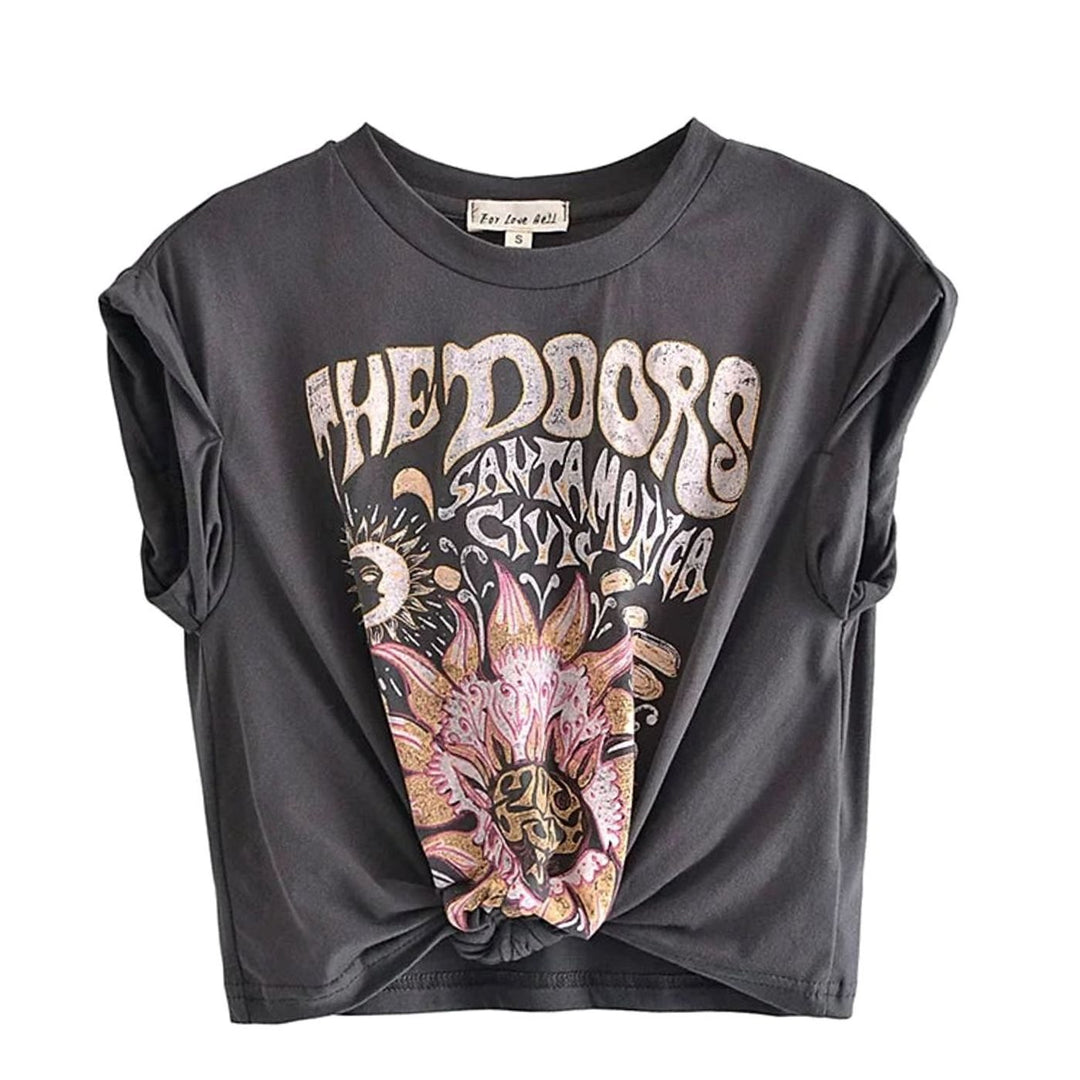 Women's Cotton Cropped Cap-Sleeve T-Shirt
