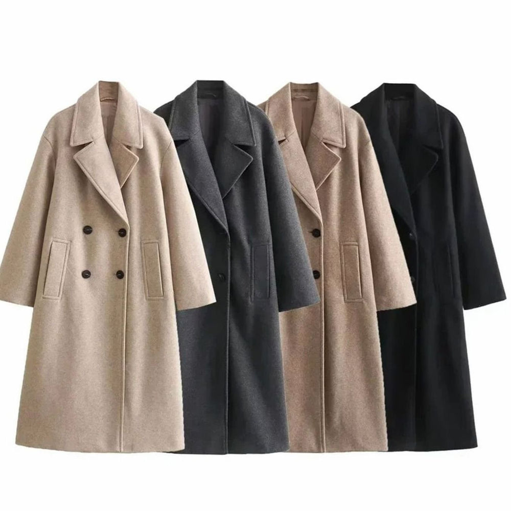 Women's Double-Breasted Long Wool-Blend Winter Coat