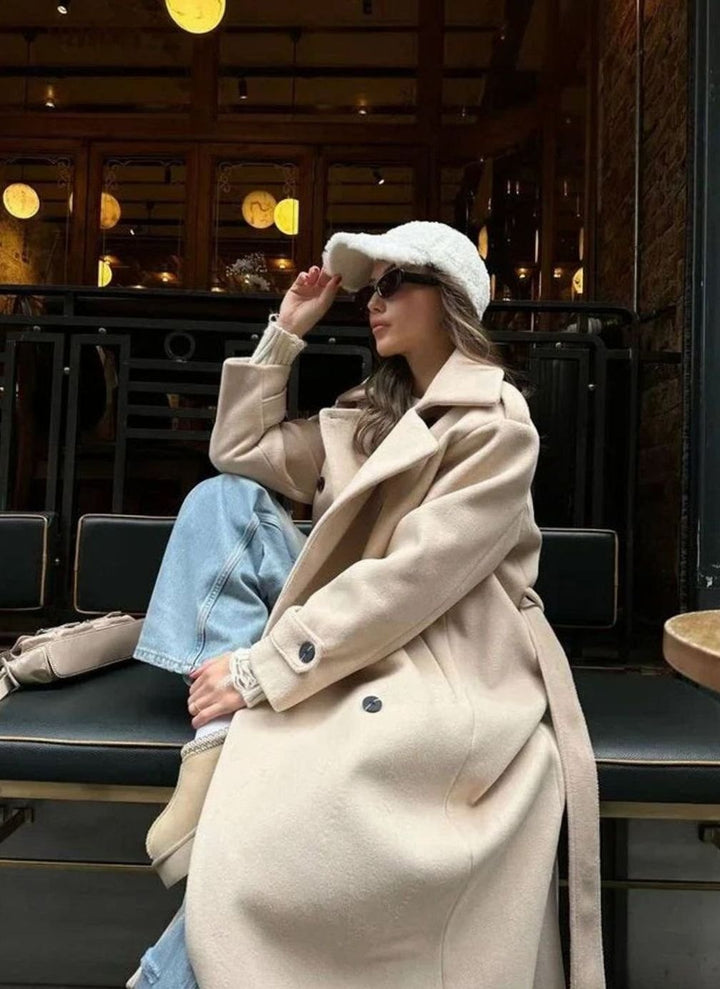 Women's Double-Breasted Long Wool-Blend Winter Coat