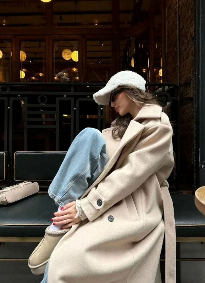 Women's Double-Breasted Long Wool-Blend Winter Coat