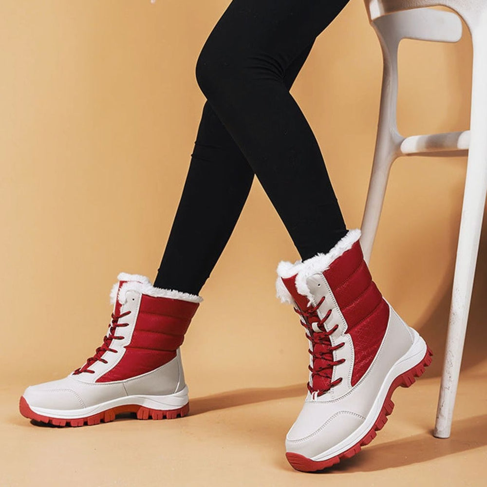 Women's Faux-Fur Lined Waterproof Lace-Up Winter Snow Boots