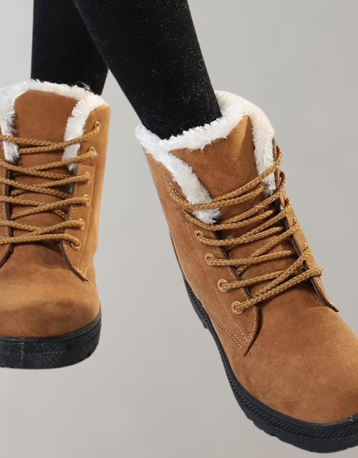 Women's Faux-Suede Fleece-Lined Lace-Up Ankle Boots