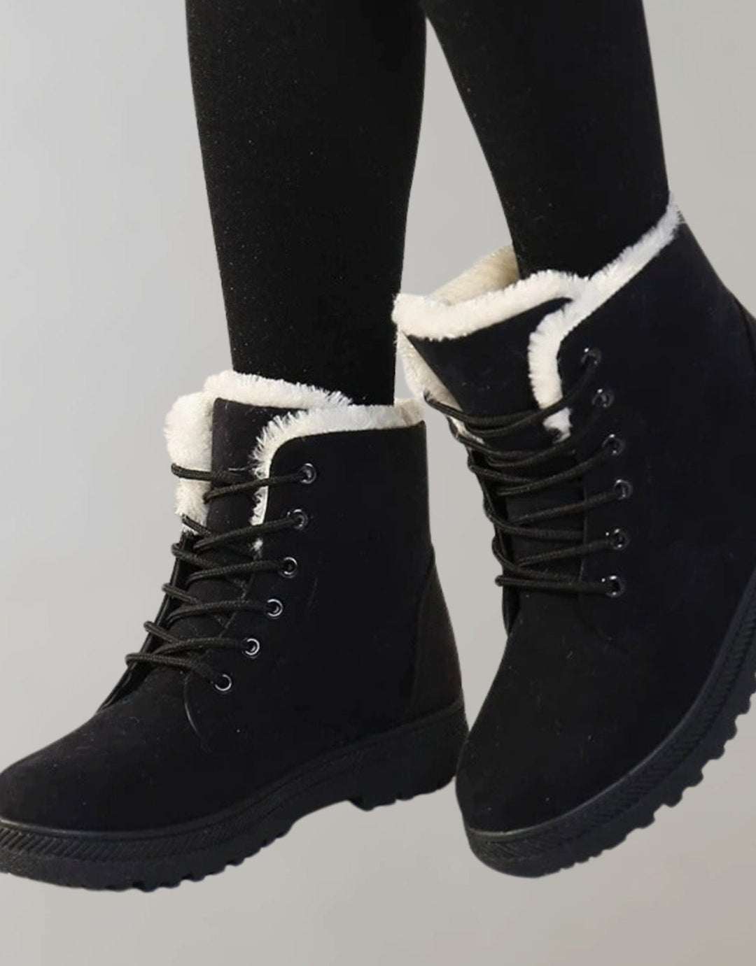 Women's Faux-Suede Fleece-Lined Lace-Up Ankle Boots