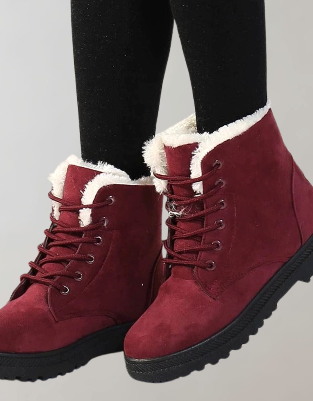Women's Faux-Suede Fleece-Lined Lace-Up Ankle Boots