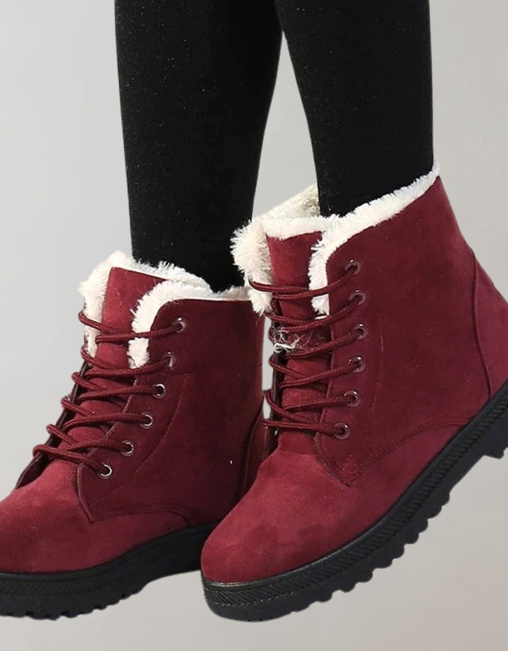 Women's Faux-Suede Fleece-Lined Lace-Up Ankle Boots