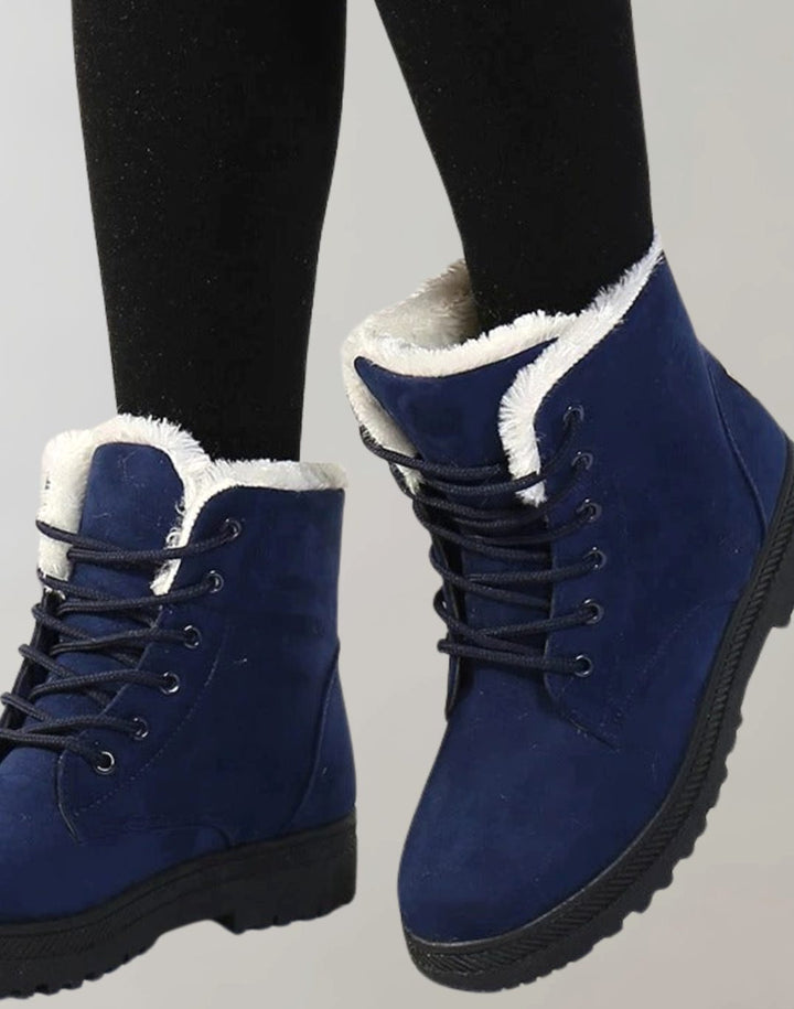 Women's Faux-Suede Fleece-Lined Lace-Up Ankle Boots