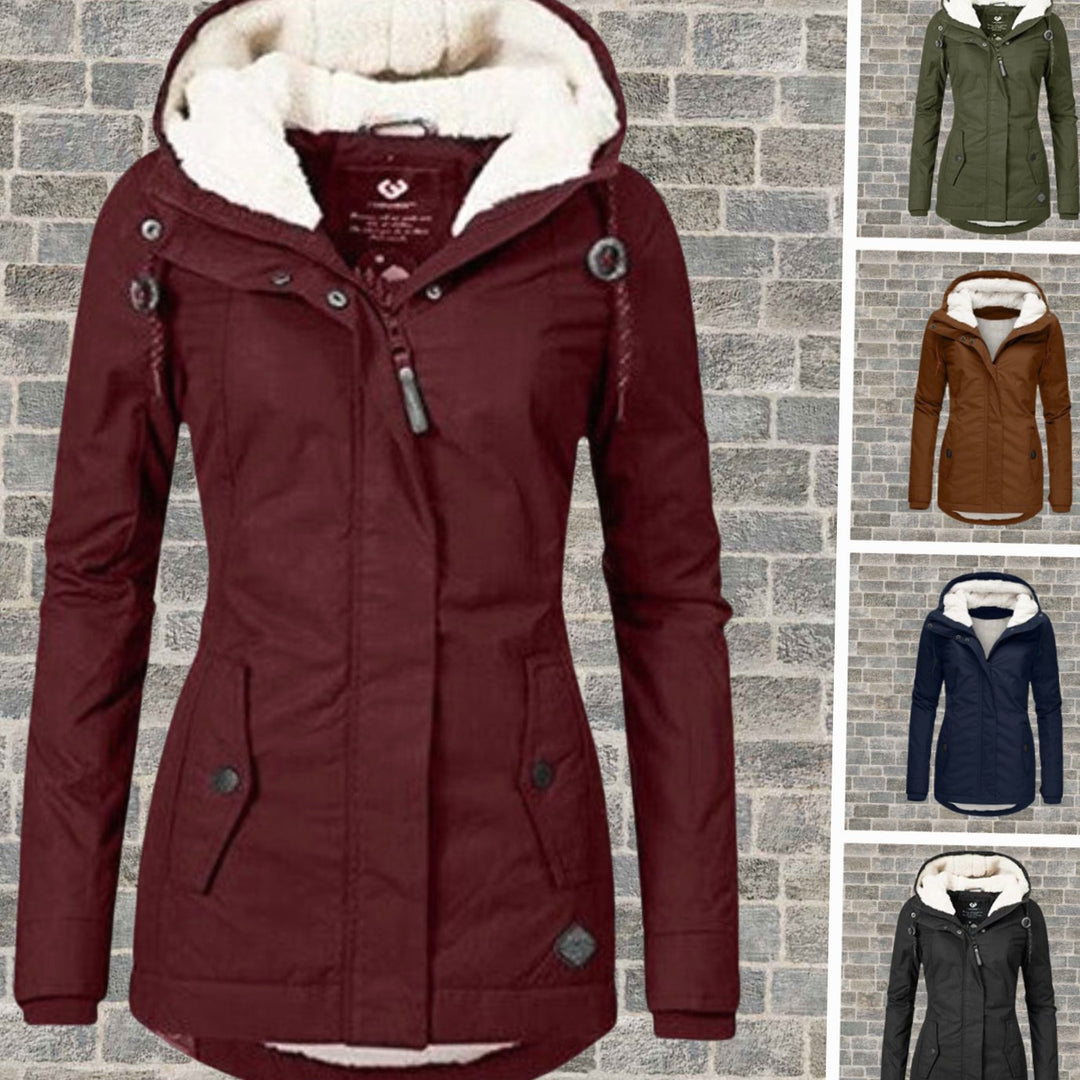 Women's Fleece-Lined Hooded Winter Parka Coat